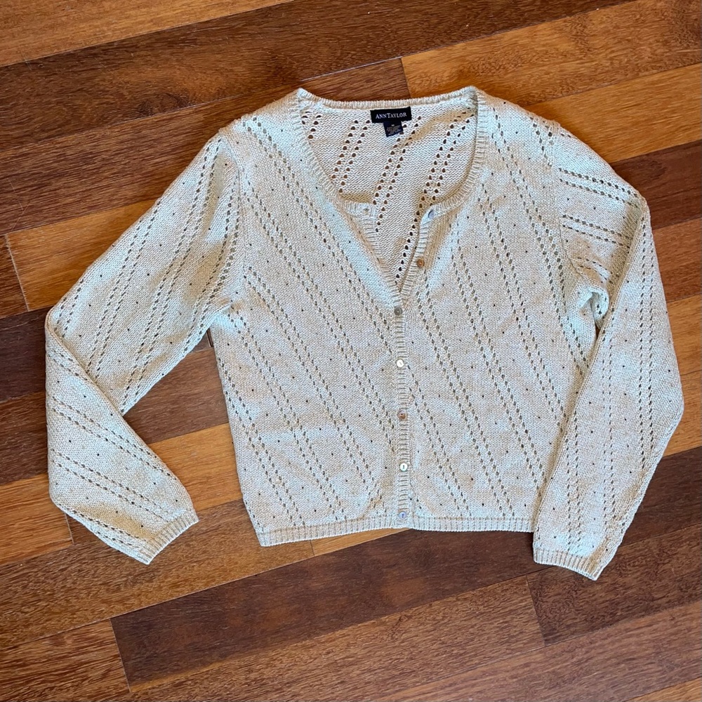Dressy gold-thread beaded cardigan
